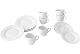 Dobman Porzellan Kaffeeservice weiß 18 tlg Geschirrset rund für 6...