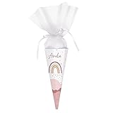 Striefchen® Schultüte Regenbogen mit Namen zur Einschulung 2024 Rosa - 28...
