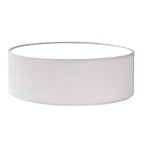 LQWELL Deckenlampe Stoff, Deckenleuchte Rund mit Leinen Lampenschirm, E27...