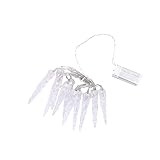 OKUMEYR Lichterkette Eiszapfen 10 Leds Warmweiß Batteriebetrieben Für...