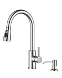 FORIOUS Küchenarmatur mit Seifenspender, ausziehbarer Wasserhahn Küche...