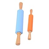 GLEAVI 2 Stück Teiliges Silikon Nudelholz für Teig und Kekse Orange Blau...