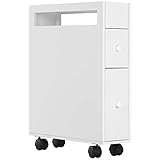 kleankin Badezimmerschrank mit Rollen, Nischenschrank mit 2 Schubladen,...