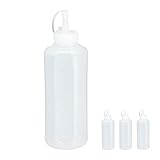 Relaxdays 10028643 Quetschflasche, 4er Set, 1000 ml, für Saucen,...