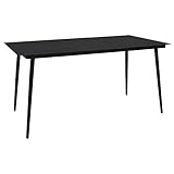 Youuihom Gartentisch Schwarz 150x80x74 cm Moderner Esstisch aus Glas und...