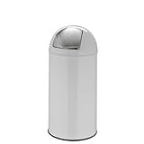 hjh OFFICE 741006 Mülleimer klein Push Weiß 35L Retro Abfallsammler mit...