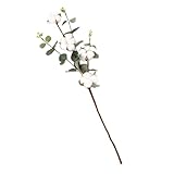 Lurrose Künstlicher Baumwollzweig mit Eukalyptusblättern 4 Köpfe...