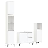 Massbinet 3-TLG. Badmöbel-Set Weiß Holzwerkstoff Einfache Mode Stil...