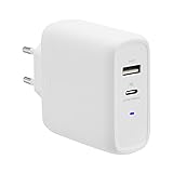 Amazon Basics GaN-Wandladegerät mit 2 Anschlüsse, 63 W, 1 USB-C-Port mit...