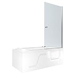 Kombi Duschkabine Whirlpool Seniorenwanne mit Tür S17D-WP-L-EC 150x75 cm...