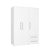 FORTE Jupiter Schrank 140 150, weißer Kleiderschrank, Drehtürenschrank,...