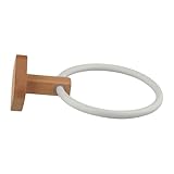 NiuLumea Handtuchhalter für Badezimmer mit Holzsockel und mattschwarzem...