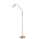 Lindby Stehlampe verstellbarer Glas Leuchtkopf, Standleuchte messing 1x E14...