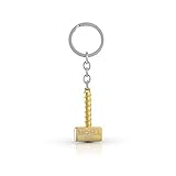 Thor Hammer Schlüsselanhänger, vergoldetes Metall, Silberkette mit Ring,...