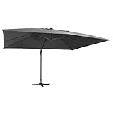 SXJEQOC Ampelschirm Rechteckig 400x300 cm Anthrazit mit LED-Beleuchtung und...