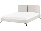 Elegantes Polsterbett in Beige Leinenoptik mit Lattenrost 180 x 200 cm...