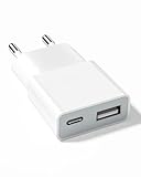 5W USB Ladegerät, 5V 1A 2 Port USB C+ USB A Netzteil Stecker, Slim USB...