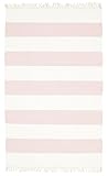 RugVista Cotton Stripe Teppich - Rosa Teppich 100x160 Orientteppich