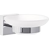 tesa EKKRO Seifenschale mit Wandhalterung, satiniertem Glas und verchromtem...