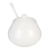 SILENRADAWN Keramik Zuckerdose mit Löffel Weißer Salzbehälter...