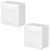 Lumonic 2er Set Netzwerkdose Aufputz CAT7 | 1-Port RJ45 | ohne Stemmen...
