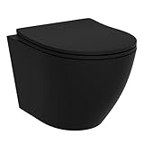 LAVITA Wand-WC Brava Black Hänge Toilette WC Sitz Toilettendeckel mit...