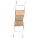 Yorbay Handtuchleiter Bambus, 6 Sprossen, Kleiderleiter mit 2...