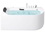 Luxus Whirlwanne Eckbadewanne Spa Acryl weiß rechts Wanne mit Massage 170...