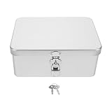 TEHAUX Retro Aufbewahrungsbox aus Weißblech mit Schloss und Schlüssel...