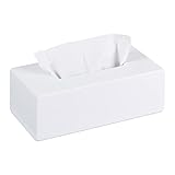 Relaxdays Tücherbox Bambus, Taschentuchbox mit Schiebeboden, Tissue Box...