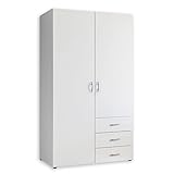 HARRY Kleiderschrank Weiß - Vielseitiger Drehtürenschrank 2-türig für...