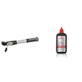 FISCHER Mini-Luftpumpe mit Manometer, Doppelhub-Technik & NIGRIN Bike-Care...