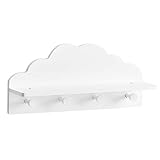 Zeller 13504 Kinder-Wandgarderobe 'Wolke', MDF, weiß, ca. 48 x 12 x 22 cm,...