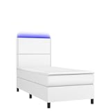 Boxspringbett 100x200 cm mit -Beleuchtung & Matratze - Modernes Kunstleder...