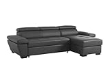 Vente-unique - Ecksofa Leder mit Schlaffunktion - Ecke Rechts - Anthrazit -...