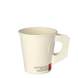 PAPSTAR 500 Pappbecher für Heißgetränke mit Henkel, 0,18 l Weiss Kaffee...