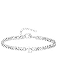 TOLOWOBK Armband Herren mit Buchstaben Silber Edelstahl Panzerkette Armband...