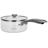 DEARMAMY Kleiner Borosilikat glas topf mit Edelstahlgriff und Glasdeckel...