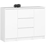 AKORD Kommode K100 mit 3 Schubladen, Schrank mit 2 Tür 4 Regalböden, Für...