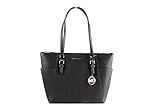 Michael Kors Charlotte Saffiano Leather Large Top Zip Tote - Black