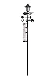 Spetebo Solar Wetterstation 5in1 schwarz - 158 x 24 cm - Gartenleuchte...