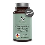 Ashwagandha Kapseln - mit Rosenwurz & Vitamin B6-270 vegane Kapseln für 3...