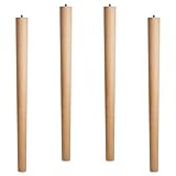 4er Set Tischbeine Buche roh H 710 mm/Ø 60/40 mm mit Gewindestift M10...