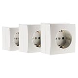 Zenitech, Schuko-Steckdose 16 A, weiß, 3er-Pack, kompatibel mit...