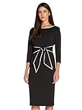 Adrianna Papell Damen Tipped Crepe Tie Dress Kleid, Schwarz/Elfenbein, 50...