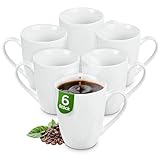 KONZEPT Kaffeebecher aus Porzellan, 300 ml, Set 6er, Kaffee-Tassen zum...