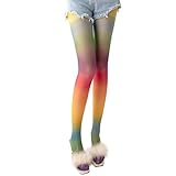 Augesak Bunte Strumpfhosen Damen, Strumpfhose Regenbogen, Shape...