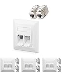 VCELINK 4x Keystone Netzwerkdose Unterputz CAT7/6A 2Fach, Lan Dose Doppelt...