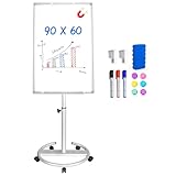 maxtek Flipchart Ständer, 90x60cm Flipcharts Whiteboard, Haken Verschieben...