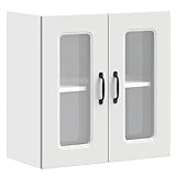 vidaXL Küchen-Hängeschrank mit Glastür Kalmar Weiß Holzwerkstoff,...
